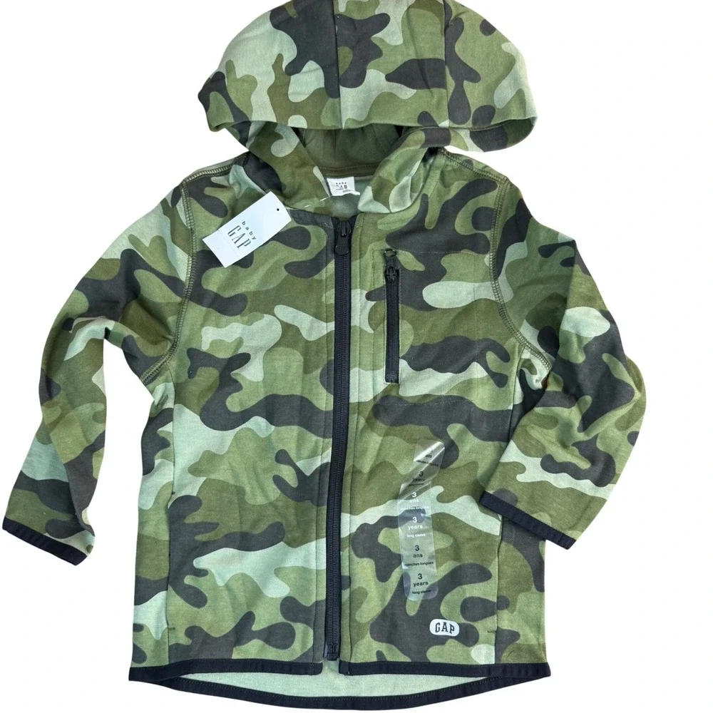 Baby‎ Gap Kids Camouflage Zip Up Hoodie Long Sleeve Toddler Size 3 Years